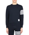 Thom Browne Intarsia Stripes Cotton Sweatshirt In Blu