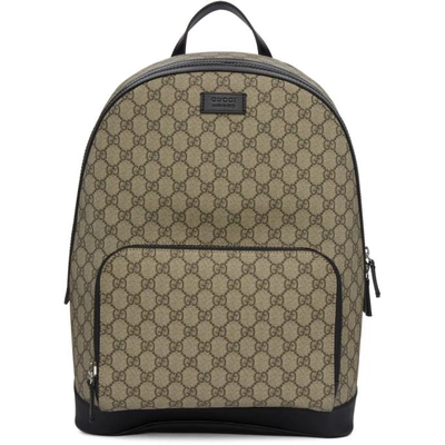 Gucci Men's Gg Supreme Canvas Backpack In Beige/ Brown