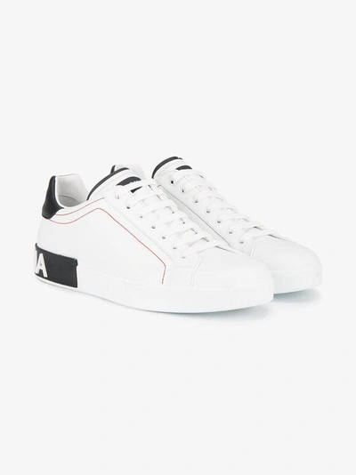 DOLCE & GABBANA WHITE PORTOFINO LEATHER LOW TOP SNEAKERS,CS1587AH52612477768