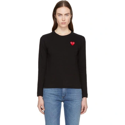 Comme Des Garçons Play Comme Des Garcons Play Women's Black Wool Sweater With Red Heart Logo And Wide Neck