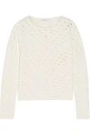 MILLY WOMAN CUTOUT STRETCH-KNIT SWEATER WHITE,US 367268775607097