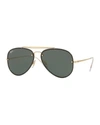 Ray Ban Sunglasses Unisex Blaze Aviator - Gold Frame Green Lenses 58-13 In Gold