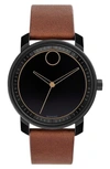 MOVADO BOLD LEATHER STRAP WATCH, 41MM,3600489