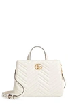 GUCCI GG SMALL MARMONT 2.0 MATELASSE LEATHER TOP HANDLE SATCHEL - WHITE,448054DTD1T