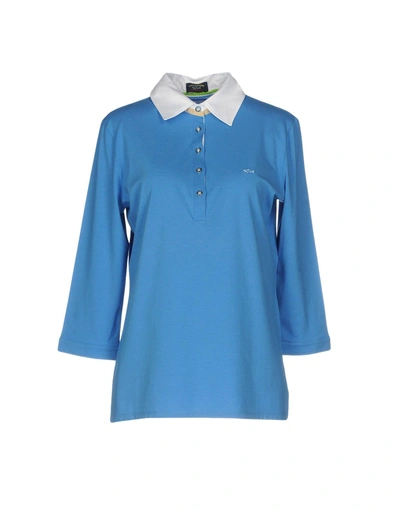 Paul & Shark Polo Shirts In Pastel Blue