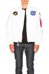 Alpha Industries Reversible Nasa Bomber Jacket In White
