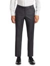 Isaia Gregory Basic Wool Trousers In Dark Grey