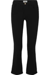 Frame Le Crop Mid-rise Bootcut Corduroy Jeans In Black