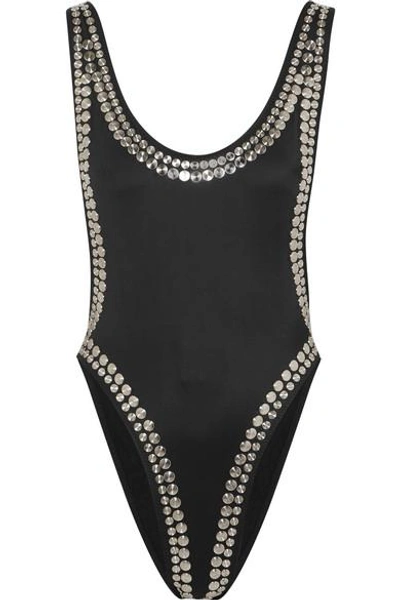 Norma Kamali Marissa Studded Trim One-piece Swimsuit In Black