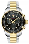 Movado Men's Swiss Chronograph Series 800 Two-tone Pvd Stainless Steel Bracelet Diver Watch 42mm In Silver/ Black/ Gold