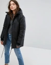 RAINS N3 THERMAL LINED WATERPROOF PARKA COAT - BLACK,1248