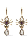 ALEXANDER MCQUEEN GOLD-TONE, SWAROVSKI CRYSTAL AND FAUX PEARL EARRINGS