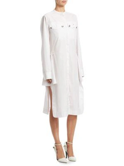 Calvin Klein 205w39nyc High-neck Button-front Belted Striped Shirtdress In White Red