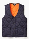 Kate Spade Jack Spade Quilted 3-in-1 Button Out Vest In Navy/ Orange