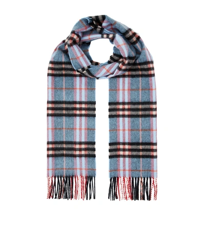 Burberry Cashmere Check Scarf In Blue