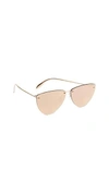 ALEXANDER MCQUEEN PINCHED SHIELD MIRRORED SUNGLASSES