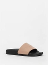 Balmain Leather Embossed Rubber Slides In Nude