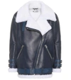 Acne Studios Velocite Leather And Shearling Jacket In Blue