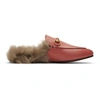 Gucci Princetown Horsebit-detailed Shearling-lined Leather Slippers In 6398 Pink