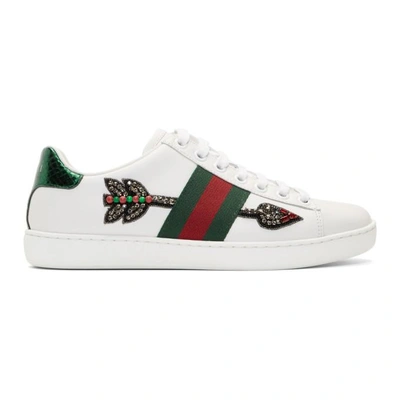 Gucci White Bleeding Arrow Ace Sneakers In White