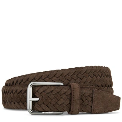 Tod's Belt In Suede In Brown