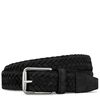 Tod's Black Leather Woven Buble Belt In Black