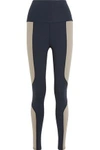 LIVE THE PROCESS WOMAN GEOMETRIC PANELED STRETCH-SUPPLEX&REG; LEGGINGS NAVY,US 1998551929407220