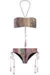 MISSONI WOMAN MARE METALLIC CROCHET-KNIT BANDEAU BIKINI MULTIcolour,US 1071994536341427