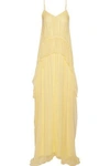 ELIZABETH AND JAMES WOMAN CATRIONA RUFFLED SILK-CREPON GOWN PASTEL YELLOW,US 2526016082315061