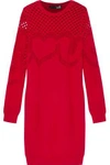 LOVE MOSCHINO WOMAN OPEN KNIT-PANELED STRETCH-KNIT DRESS RED,US 2526016084160495