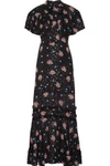 ANNA SUI WOMAN PUSSY-BOW RUFFLE-TRIMMED SILK-BLEND FIL COUPÉ MAXI DRESS BLACK,US 1071994537216576