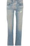 CURRENT ELLIOTT THE CROSSOVER FADED MID-RISE STRAIGHT-LEG JEANS,3074457345618024307