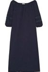 SKIN WOMAN LACE-TRIMMED CRINKLED COTTON-GAUZE NIGHTDRESS MIDNIGHT BLUE,US 1998551928957869
