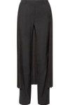 ADAM LIPPES WOMAN LAYERED PLEATED GEORGETTE AND CREPE WIDE-LEG trousers BLACK,US 1071994536866182