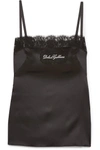DOLCE & GABBANA EMBROIDERED LACE-TRIMMED STRETCH SILK-BLEND SATIN CAMISOLE