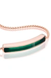 Monica Vinader Engravable Baja Stone Bracelet In Green Onyx/ Rose Gold