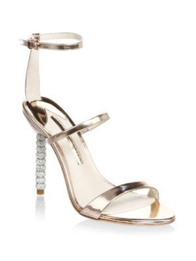 Sophia Webster Rosalind Embellished-heel Metallic Leather Sandals In Champagne
