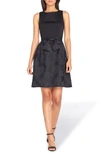 Tahari Jacquard Fit & Flare Dress In Black