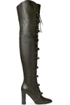 JIMMY CHOO JIMMY CHOO WOMAN MALOY 95 BUCKLED LEATHER OVER-THE-KNEE BOOTS ARMY GREEN,3074457345618166131