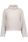 BRUNELLO CUCINELLI WOMAN FLOCKED CASHMERE-BLEND TURTLENECK SWEATER ECRU,US 4772211930998323