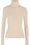 ALICE AND OLIVIA WOMAN ROBERTA RIBBED WOOL TURTLENECK SWEATER ECRU,US 4772211931346009