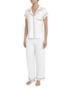 Eberjey Gisele Short Sleeve Long Pant Pajama Set In Ivory Navy