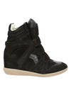 Isabel Marant Suede Bekett Wedge Sneakers 50 In Black