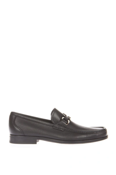 Ferragamo Horsebit Leather Loafers In Black