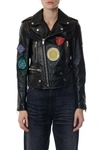 SAINT LAURENT MOTORCYCLE JACKET WITH MULTICOLORED PATCHES,9765695