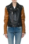 SAINT LAURENT MOTORCYCLE JACKET WITH SLEEVES IN CONTRASTING COLOUR,9765772