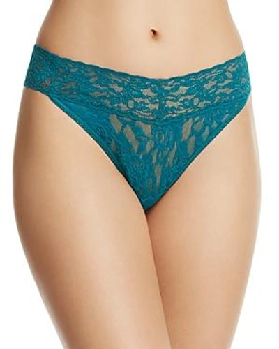 Hanky Panky Stretch Lace Traditional-rise Thong In Mood Stone