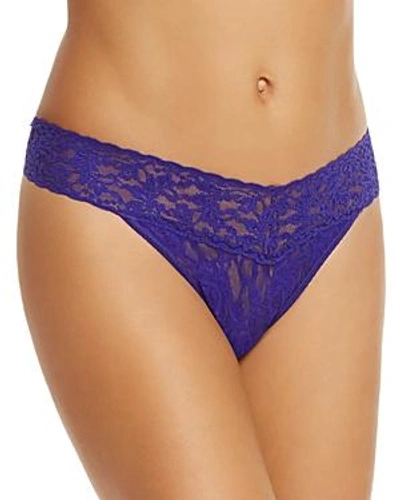 Hanky Panky Stretch Lace Traditional-rise Thong In Mystic Blue