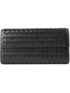 BOTTEGA VENETA WOVEN LEATHER WALLET,150509-V001N 1000 NERO