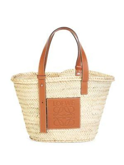 Loewe Women's Medium Leather-trimmed Woven Basket Bag In Beige